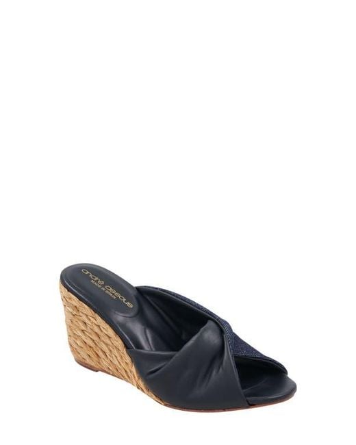 Andre Assous Blue Merida Wedge Sandal