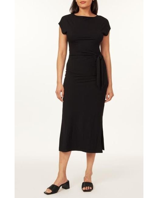 Scotch & Soda Black Cap Sleeve Midi Dress