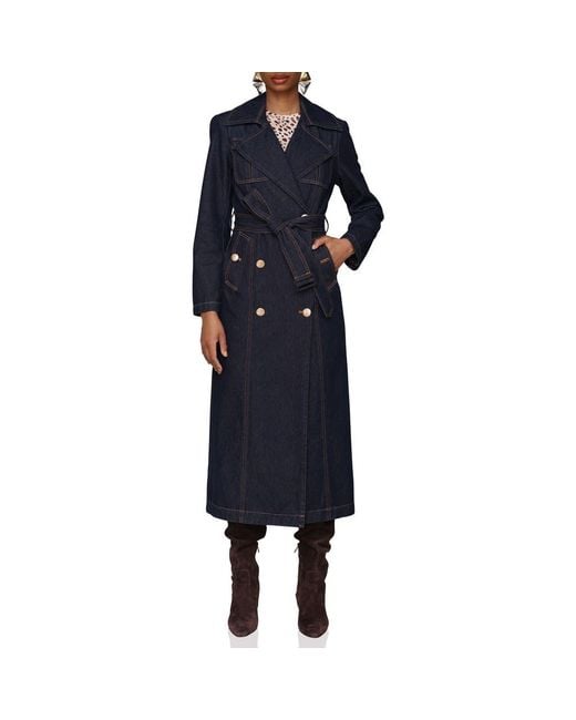 Avec Les Filles Blue Belted Utility Denim Trench Coat