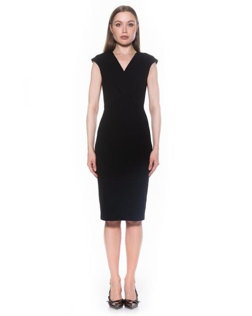 Alexia Admor Black Essence Cap Sleeve Midi Sheath Dress