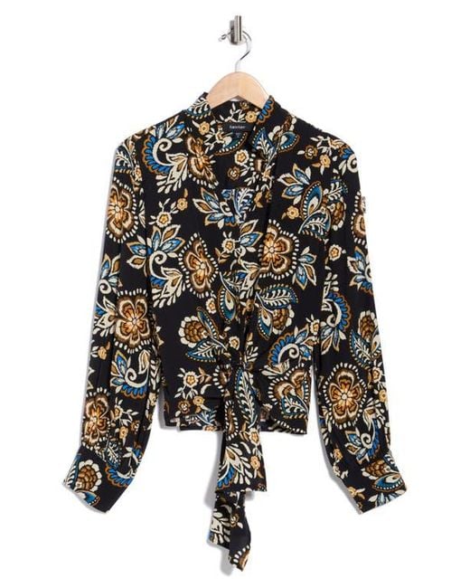 Karen Kane Black Long Sleeve Tie Front Top