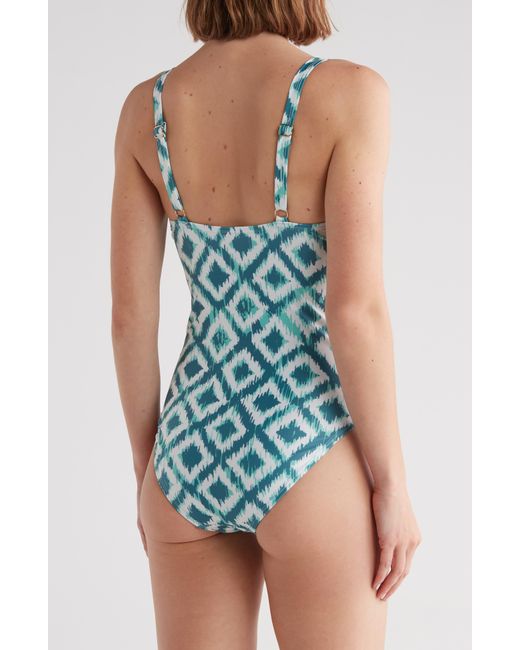 Nicole Miller Blue Side Ruching One-piece Swimsuit