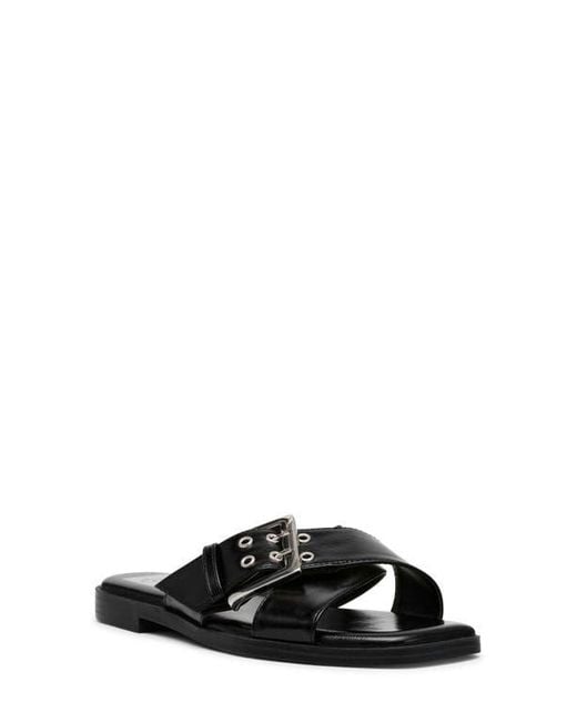 Dolce Vita Black Mayson Buckle Cross Strap Slide Sandal