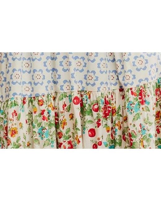 Free People Red Bluebell Mixed Print Cotton Maxi Dress