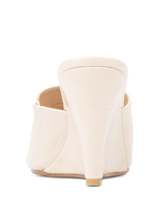 FASHION TO FIGURE White Raina Croc Embossed Wedge Sandal