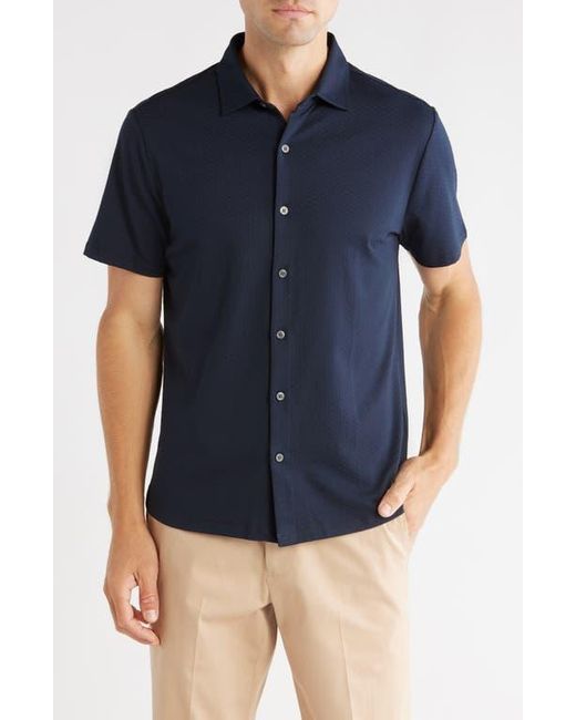 Robert Barakett Blue Glensea Short Sleeve Button-Up Knit Shirt for men