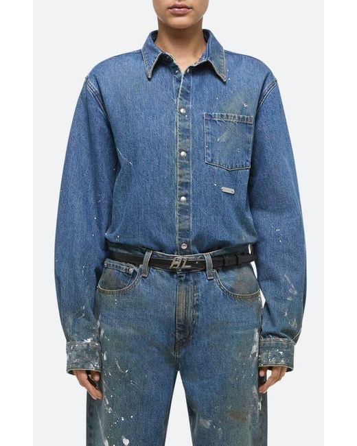 Helmut Lang Blue Snap Front Denim Shirt Jacket