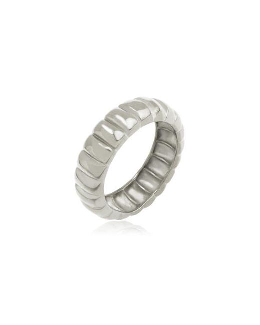 Rebel Gray Ribbed Band Ring