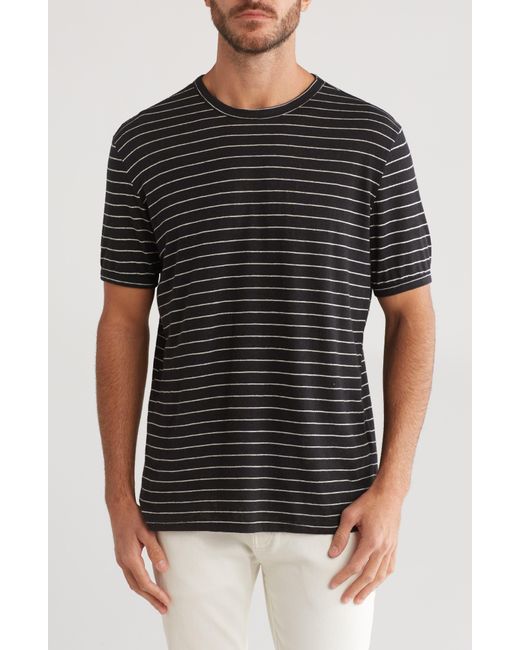 Slate & Stone Black Stripe Linen Blend Slub T-shirt for men