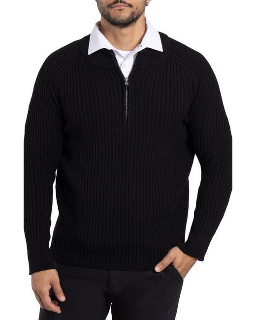 Xray Jeans Black Rib Quarter Zip Sweater for men