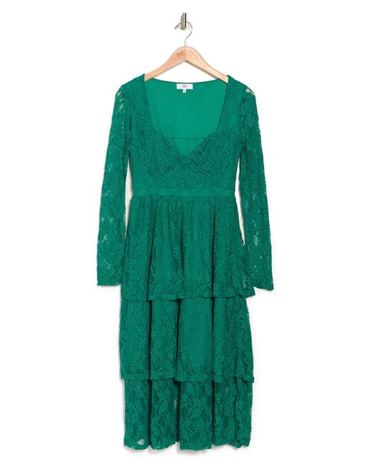 NSR Green Nikki Lace Long Sleeve Dress