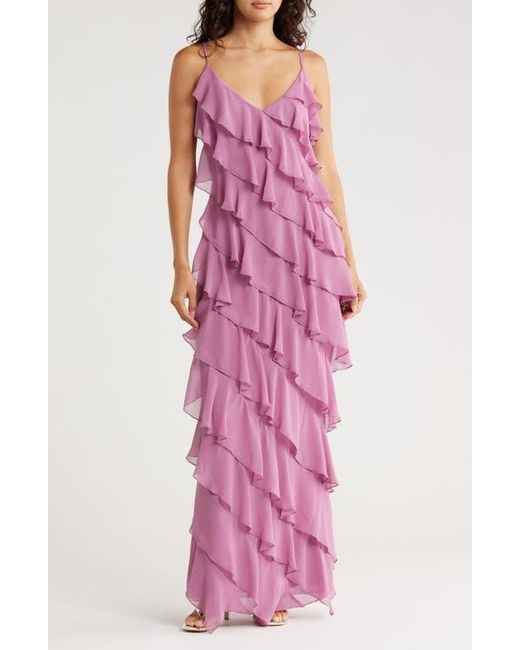 sachin and babi light blue dress MOUSSELINE MAXI RUFFLE DRESS ZWART main image 1