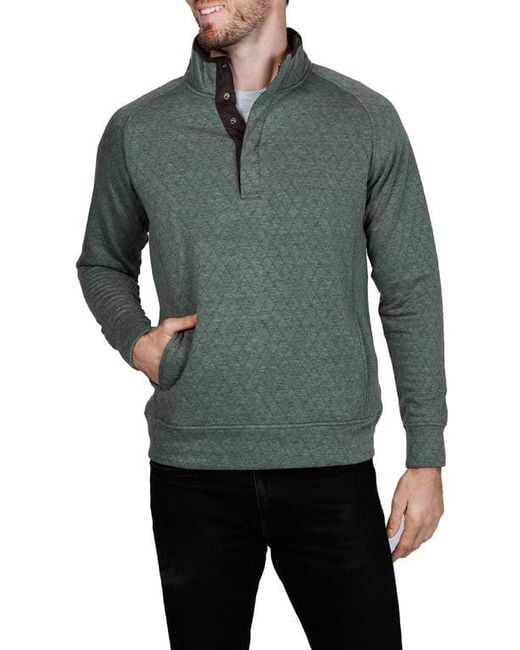 Tailorbyrd Gray Hidden Snap Front Quilted Pullover for men