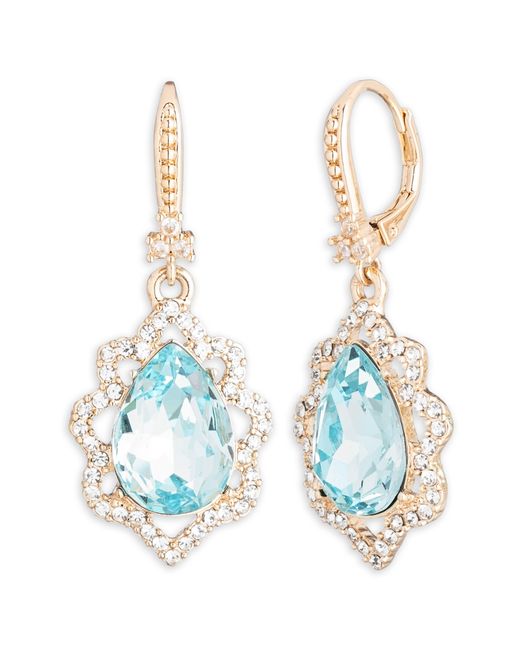 Marchesa Blue Crystal Halo Drop Earrings