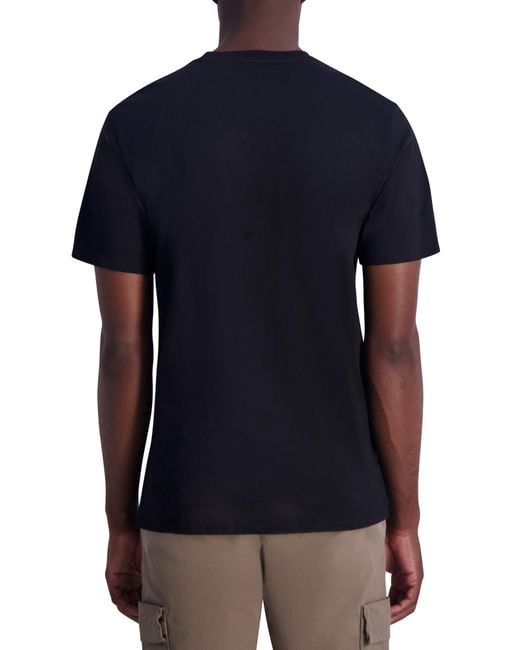 Karl Lagerfeld Blue Latitude Longitude Cotton Graphic T-shirt for men