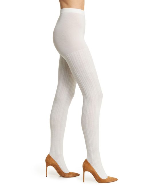 Nordstrom White Cable Stitch Sweater Tights