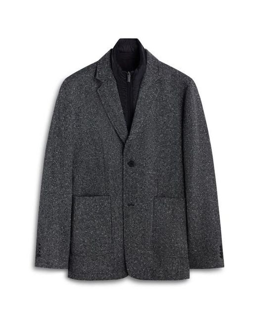 Bugatchi Gray Herringbone Jacket With Removable Bib for men