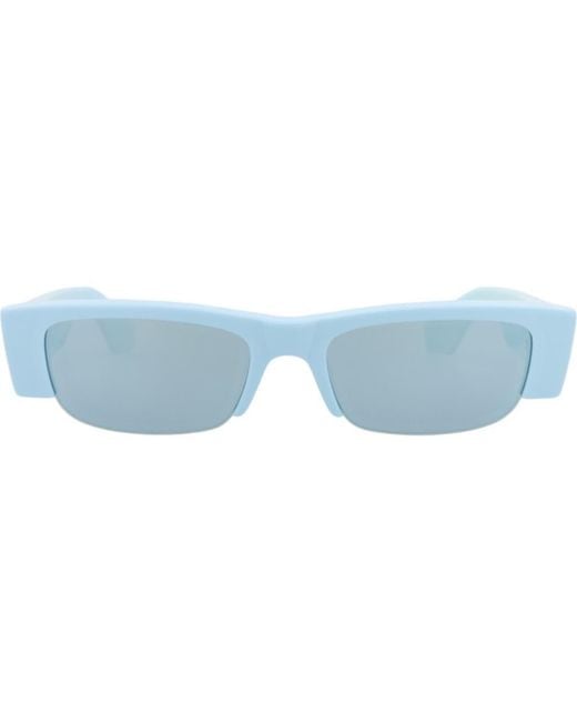 McQueen Blue 54Mm Half Rim Rectangular Sunglasses