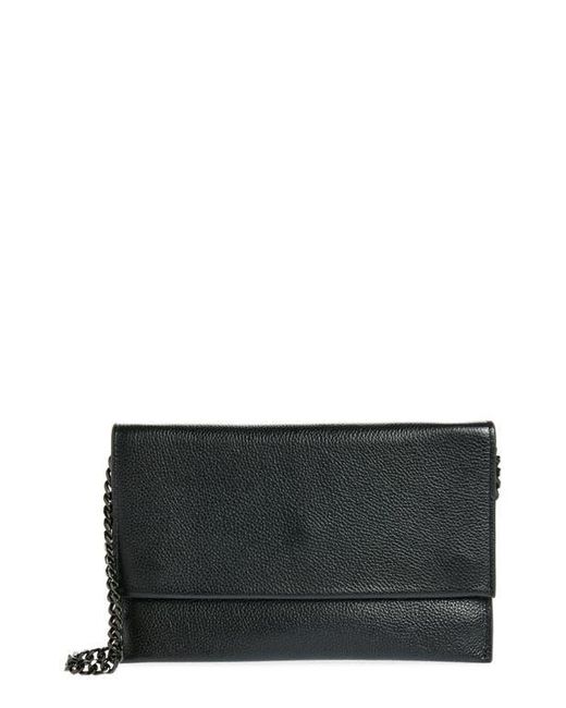 Rebecca Minkoff Black Lou Flap Pebbled Leather Clutch
