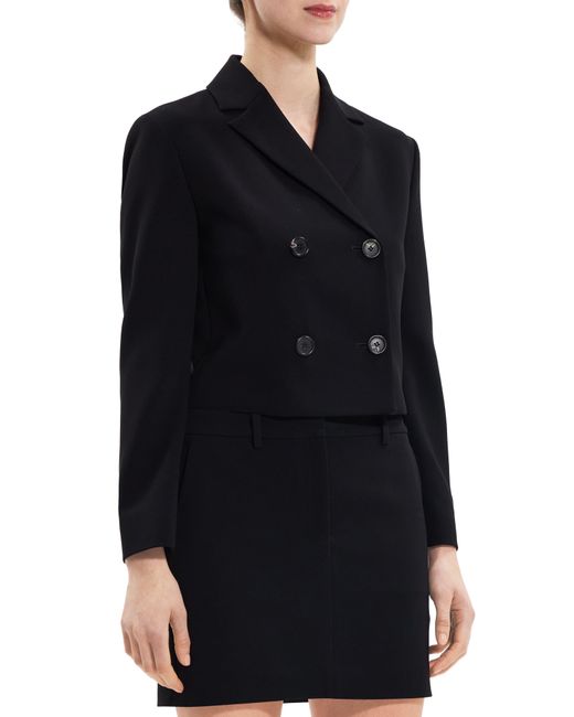 Theory Black Admiral Double Breasted Crop Blazer