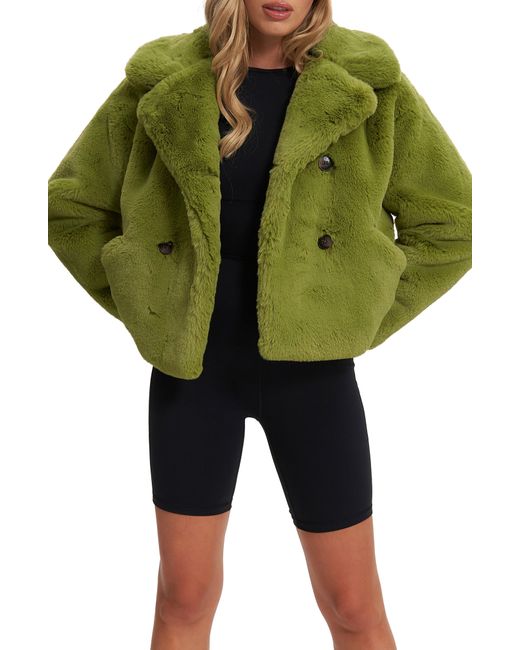 Noize Push Faux Fur Coat in Green | Lyst