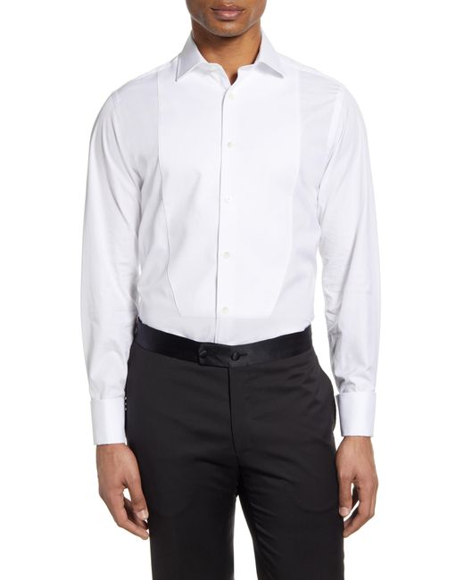 Thomas Pink White Slim Fit Tuxedo Shirt for men