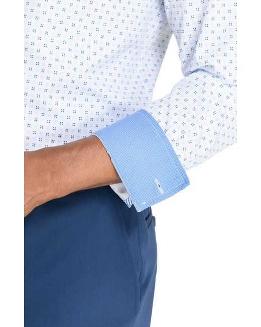 Con.struct Blue Micro Geometric Print Stretch Button-Up Shirt for men
