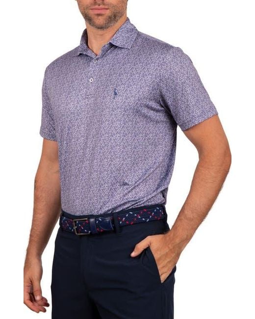 Tailorbyrd Purple Performance Ditzy Print Polo for men