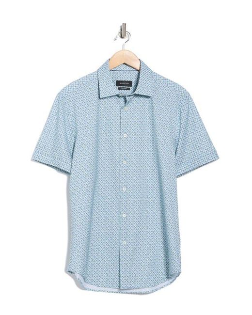 Bugatchi Blue Miles Ooohcotton Short Sleeve Button-Up Shirt for men