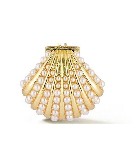 Glaze Jewelry Metallic Faux Pearl Shell Pendant Necklace