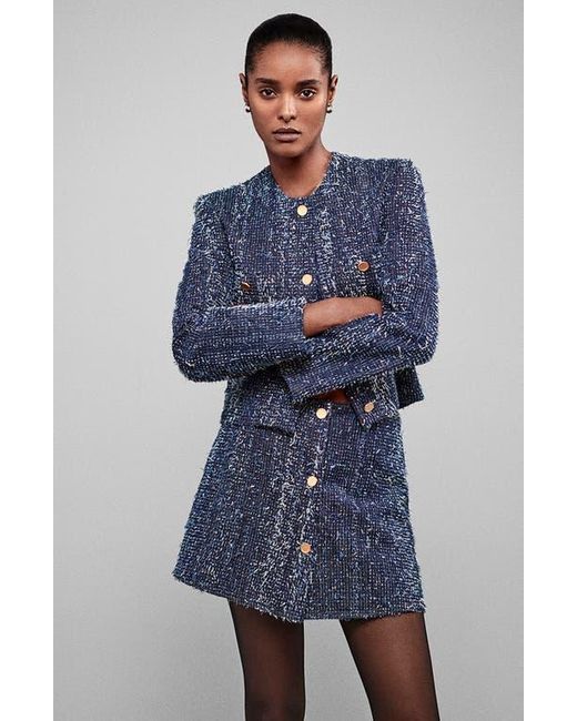 FRAME Blue Denim Bouclé Jacket
