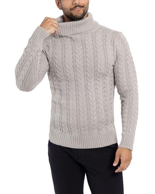 Xray Jeans Gray Cable Knit Turtleneck Sweater for men
