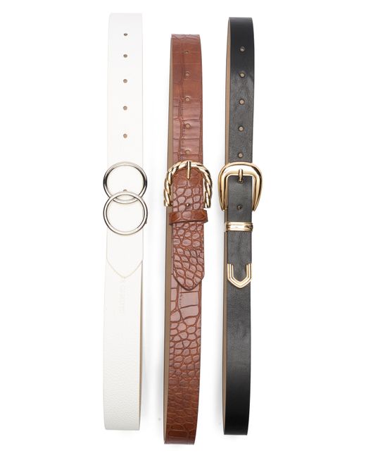 Vince Camuto White Set Of 3 Faux Leather Belts
