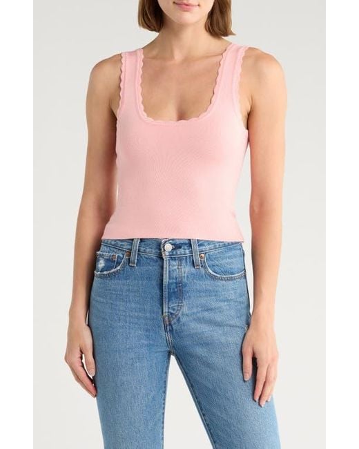 NSR Pink Scalloped Knit Tank