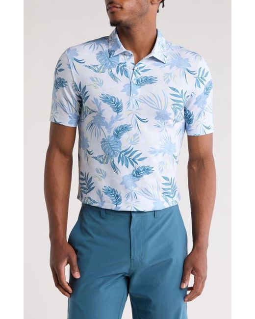 Travis Mathew Men's Blue Featherweight Island Print Golf Polo