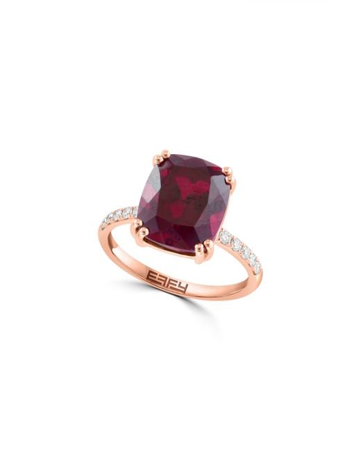 Effy Red 14k Rose Gold Lab Created Ruby & Lab Created Diamond Ring