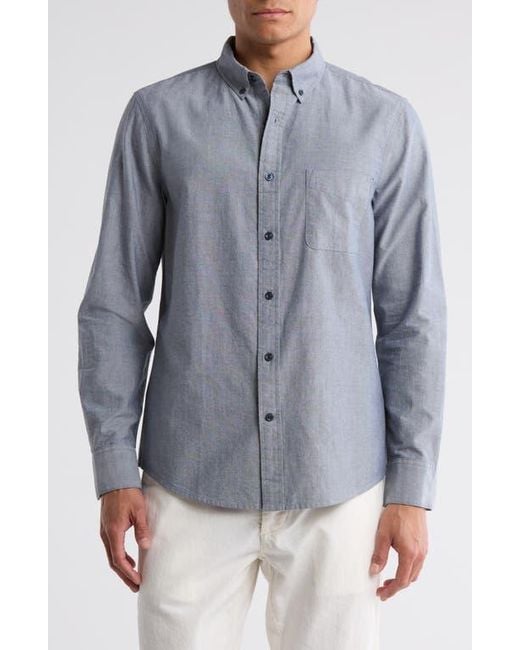 14th & Union Gray Solid Cotton Button-Down Shirt for men