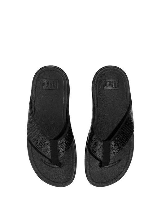 Fitflop Black Surfa Sequin Post Toe Sandal