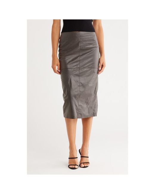 Twp Gray Lola Leather Pencil Skirt