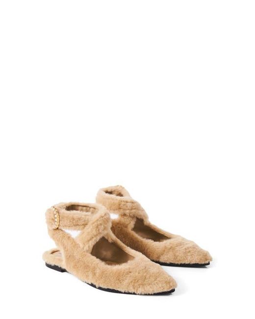 Free People Natural Parisa Faux Shearling Ankle Strap Flat