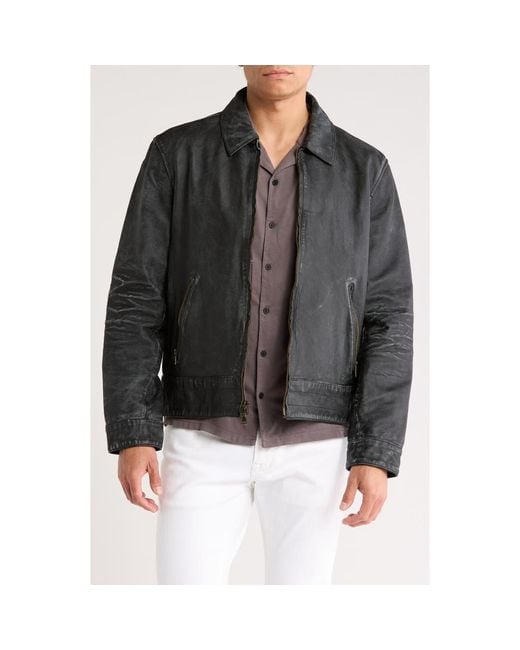 John Varvatos Black Asher Heritage Leather Jacket for men