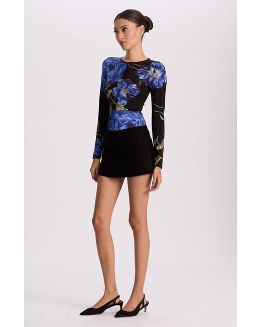 Alice + Olivia Blue Delaina Floral T-Shirt