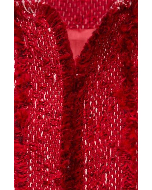 Mango Red Frayed Tweed Jacket