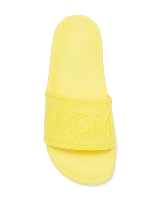 MCM Yellow Logo Slide Sandal
