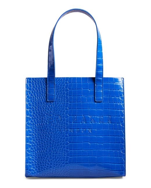 Ted Baker Blue Reptcon Croc Embossed Faux Leather Tote
