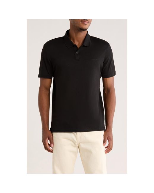 Calvin Klein Black Liquid Touch Interlock Cotton Polo for men