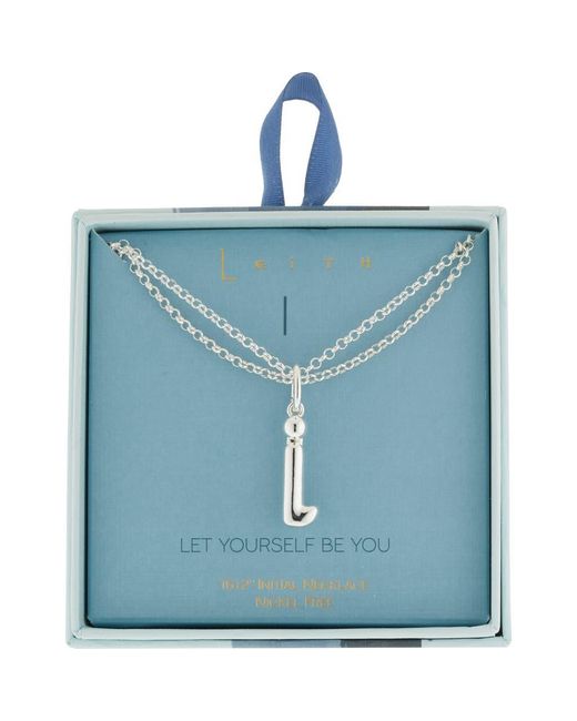 Leith Blue Lowercase Initial Bubble Pendant Necklace