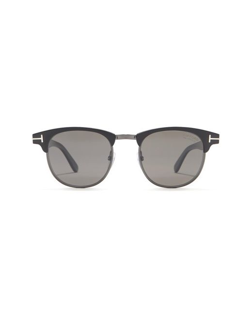 Tom Ford 51mm Clubmaster Sunglasses In Matte Black /smoke Polarized At ...