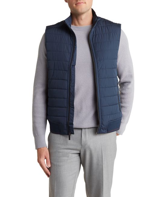 Perry Ellis Blue Quilted Puffer Vest for men