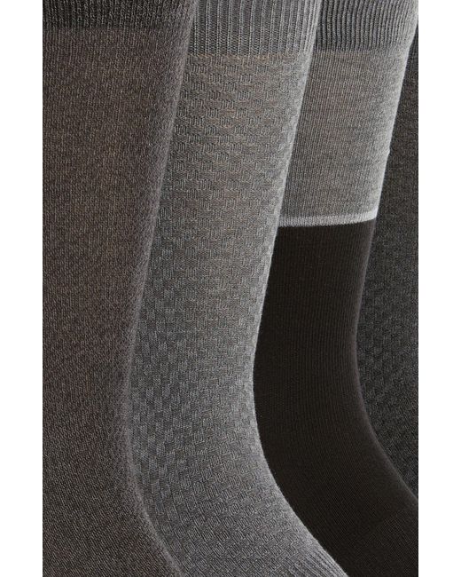Kenneth Cole Black Assorted 4-pack Piqué Welt Crew Socks for men